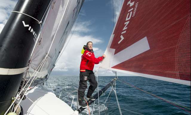 Transat Jacques Vabre 2017, Imoca Initiatives-Cœur, skippers Tanguy de Lamotte et Samantha Davies, le 15 Septembre 2017 - Photo: Vincent Curutchet / Initiatives Coeur