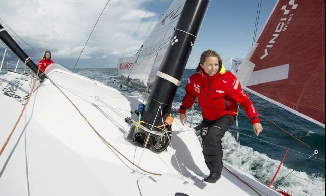 Transat Jacques Vabre 2017, Imoca Initiatives-Cœur, skippers Tanguy de Lamotte et Samantha Davies, le 15 Septembre 2017 - Photo: Vincent Curutchet / Initiatives Coeur