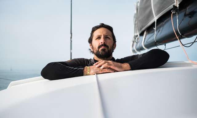 Onboard Imoca Vivo A Beira, skippers Yoann Richomme and Pierre Lacaze, during pre-start of the Transat Jacques Vabre 2017, duo sailing race from Le Havre (FRA) to Salvador de Bahia (BRA) in Le Havre on November 2nd, 2017 - Photo Jean-Louis Carli / ALeA / TJV17