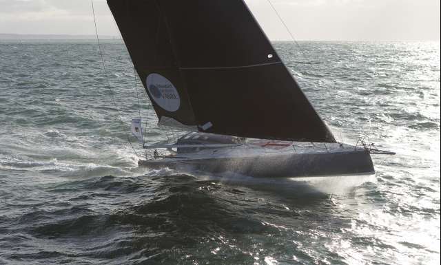 Malizia II, skippers Boris Herrmann and Thomas Ruyant during start of the Transat Jacques Vabre 2017, duo sailing race from Le Havre (FRA) to Salvador de Bahia (BRA) in Le Havre on November 5th, 2017 - Photo Jean-Marie Liot / ALeA / TJV17