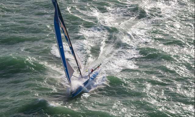 SMA, skippers Paul Meilhat and Gwenole Gahinet during start of the Transat Jacques Vabre 2017, duo sailing race from Le Havre (FRA) to Salvador de Bahia (BRA) in Le Havre on November 5th, 2017 - Photo Vincent Curutchet / ALeA / TJV17