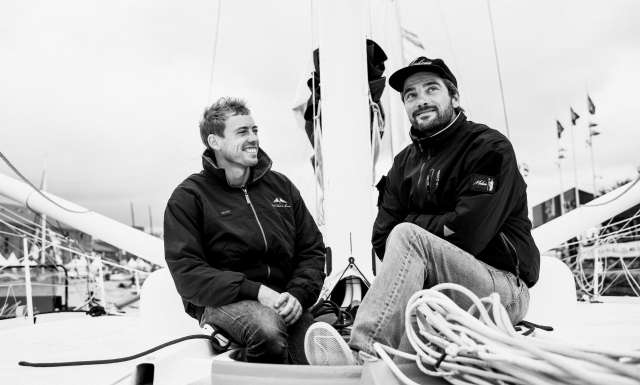 Malizia II, skippers Boris Herrmann and Thomas Ruyant Portraits expo skippers during pre-start of the Transat Jacques Vabre 2017, duo sailing race from Le Havre (FRA) to Salvador de Bahia (BRA) in Le Havre on November 4th, 2017 - Photo Jean-Louis Carli / ALeA / TJV17