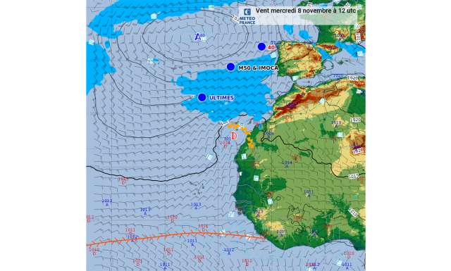 Vent mercredi 8 novembre à 12 utc