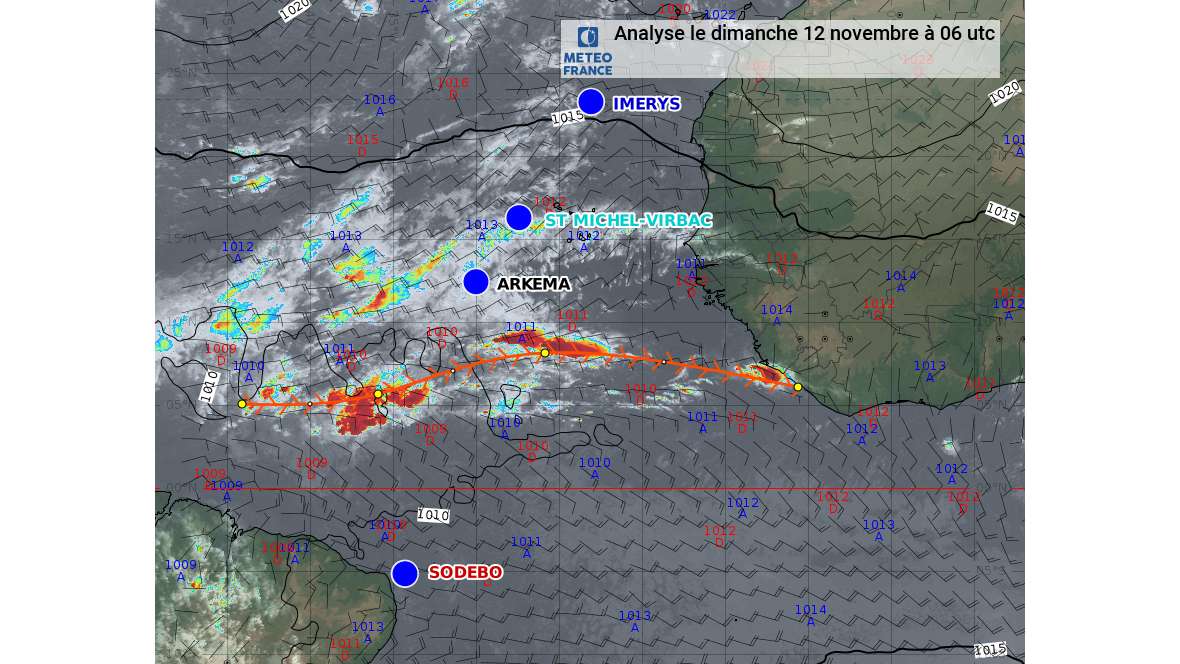 Weather forecast: General situation on Sunday, November  12  2017 at 0 utc