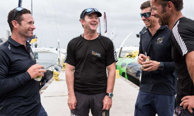 2nd place in Ultime category for Maxi Edmond de Rothschild, skippers Sebastien Josse and Thomas Rouxel, in 7d 23h 55mn 24s, with Sodebo Ultim', skippers Thomas Coville and Jean-Luc Nelias, during arrival of the duo sailing race Transat Jacques Vabre 2017 from Le Havre (FRA) to Salvador de Bahia (BRA), on November 13th, 2017 - Photo Jean-Louis Carli / ALeA / TJV17