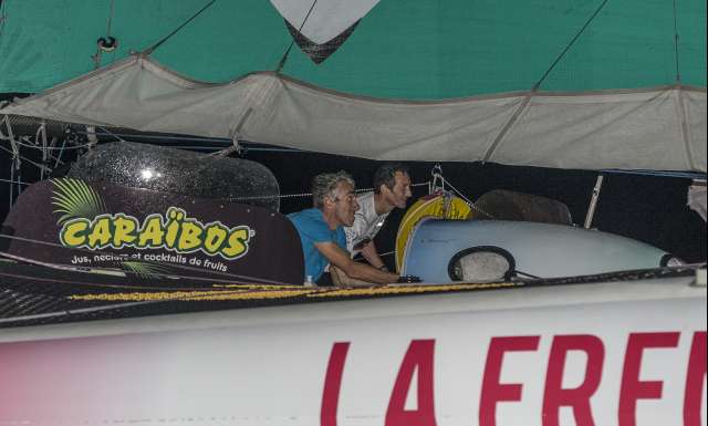 4th place in Multi 50 category for La French Tech Rennes Saint-Malo, skippers Gilles Lamire and Thierry Duprey du Vorsent, during arrivals of the duo sailing race Transat Jacques Vabre 2017 from Le Havre (FRA) to Salvador de Bahia (BRA), on November 18th, 2017 - Photo Jean-Marie Liot / ALeA / TJV17