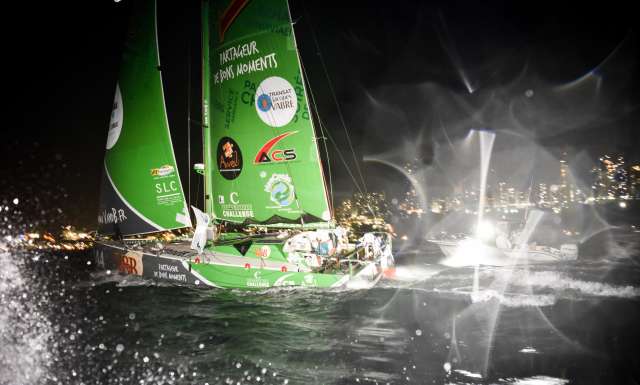 Winner Class 40 category in 17d 10h 44mn 15s  - VandB, skippers Maxime Sorel and Antoine Carpentier, during arrivals of the duo sailing race Transat Jacques Vabre 2017 from Le Havre (FRA) to Salvador de Bahia (BRA), on November 22nd, 2017 - Photo Jean-Louis Carli / ALeA / TJV2017