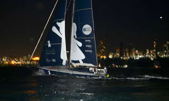 2nd place in Class 40 category - Aina Enfance & Avenir, skippers Aymeric Chappellier and Arthur Le Vaillant, during arrivals of the duo sailing race Transat Jacques Vabre 2017 from Le Havre (FRA) to Salvador de Bahia (BRA), on November 22nd, 2017 - Photo Jean-Marie Liot / ALeA / TJV2017