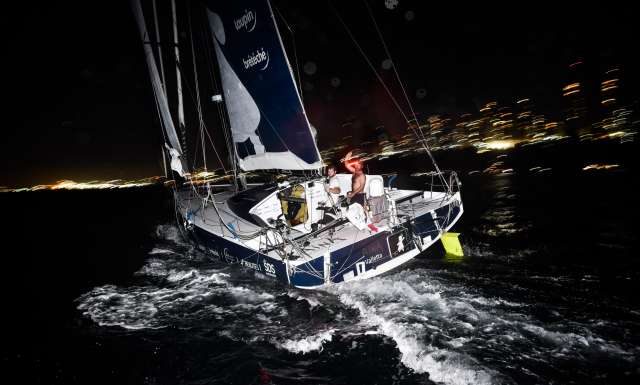 2nd place in Class 40 category - Aina Enfance & Avenir, skippers Aymeric Chappellier and Arthur Le Vaillant, during arrivals of the duo sailing race Transat Jacques Vabre 2017 from Le Havre (FRA) to Salvador de Bahia (BRA), on November 22nd, 2017 - Photo Jean-Louis Carli / ALeA / TJV2017