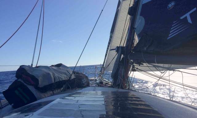 Photo sent from the boat TeamWork40, skippers Bertrand Delesne and Justine Mettraux, skippers Tanguy de Lamotte and Samantha Davies, on November 22th, 2017 - Photo TeamWork40 

