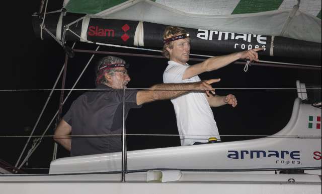 6th place in Class 40 category - Colombre XL, skippers Massimo Juris and Pietro Luciani, during arrivals of the duo sailing race Transat Jacques Vabre 2017 from Le Havre (FRA) to Salvador de Bahia (BRA), on November 24th, 2017 - Photo Jean-Marie Liot / ALeA / TJV2017