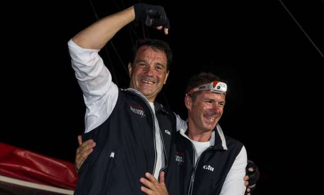 Sylvain Pontu and Christophe Rateau onboard Gustave Rossy, finishing eighth in Class 40 Ranking, during arrival of the duo sailing race Transat Jacques Vabre 2017 from Le Havre (FRA) to Salvador de Bahia (BRA), on November 25th, 2017 - Photo Jean-Marie Liot / ALeA / TJV17