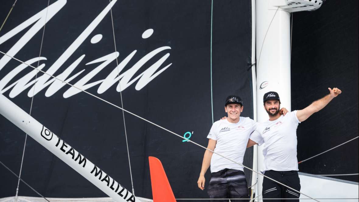 Pontoon words: Boris Herrmann (Germany) and Will Harris (Britain) - Malizia II - Yacht Club de Monaco